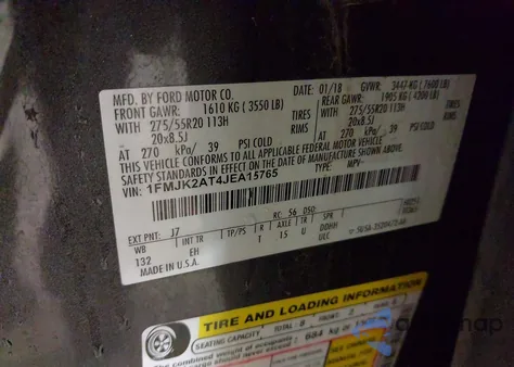 2018 Ford Expedition Max Limited из США, поврежденный, VIN 1FMJK2AT4JEA15765